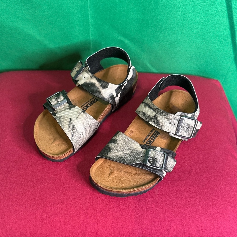 Birkenstock Kid's New York Sandals, Birko Flor City Camo Gray size 30